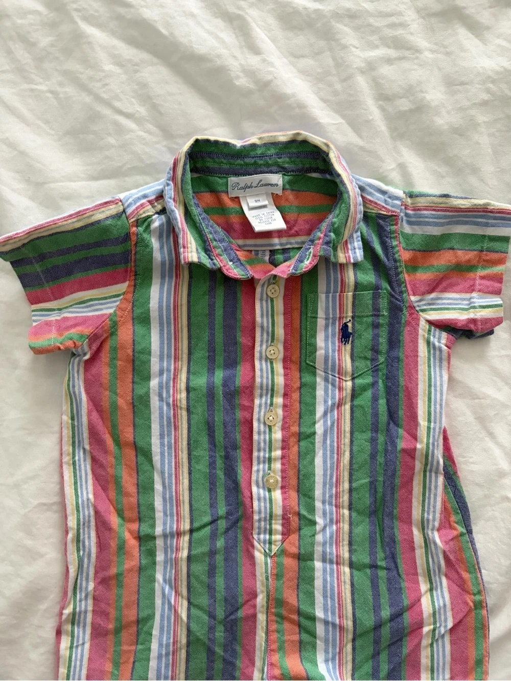 Ralph Lauren Baby Multicolor Striped Shortalls One-Piece Jumper 9 Months